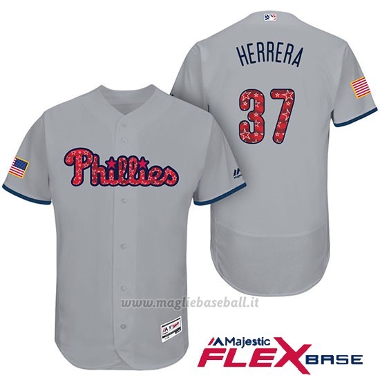 Maglia Baseball Uomo Philadelphia Phillies 2017 Estrellas y Rayas Odubel Herrera Grigio Flex Base